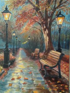 Elżbieta Fałdyga "Park", olej, 2026 r.