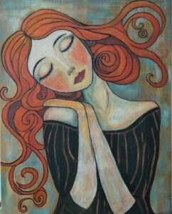 Wioletta Lachowicz „Zamyślona”, akryl,2026 r.